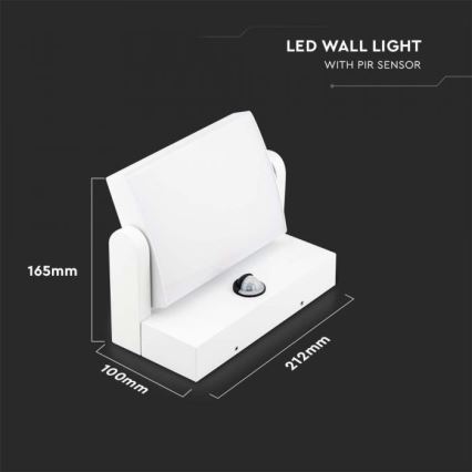 LED Kültéri fali lámpa érzékelővel LED/17W/230V 4000K IP65 fehér