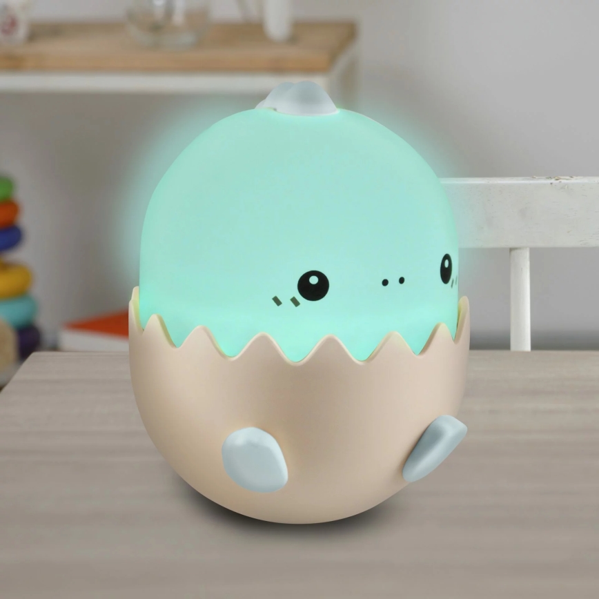 LED RGBW Dimmelhető gyermek érintős lámpa BABY DINO LED/0,75W/5V USB 1200 mAh kék