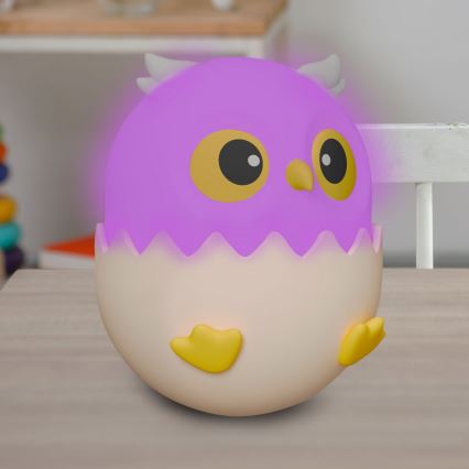 LED RGBW Dimmelhető gyermek érintős lámpa OWL LED/1W/5V USB 1200 mAh bagoly rózsaszín