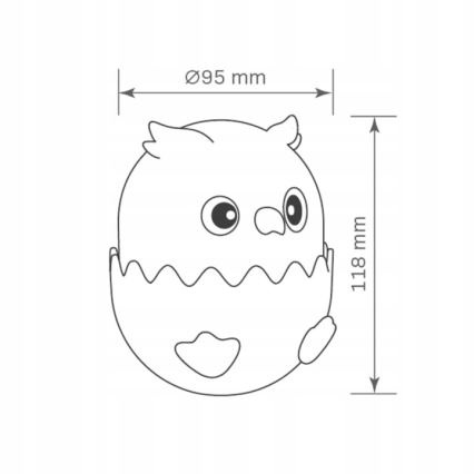 LED RGBW Dimmelhető gyermek érintős lámpa OWL LED/1W/5V USB 1200 mAh bagoly rózsaszín