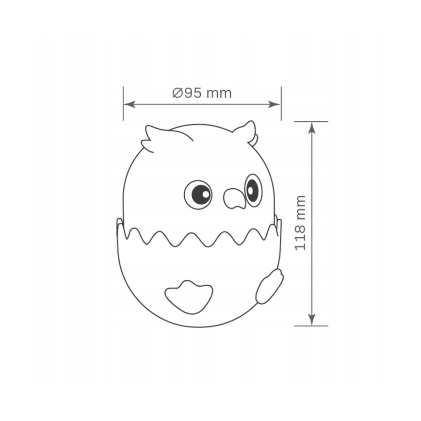 LED RGBW Dimmelhető gyermek érintős lámpa OWL LED/1W/5V USB 1200 mAh bagoly rózsaszín