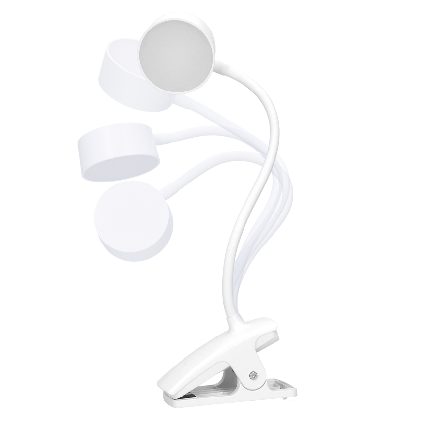 LED Dimmelhető flexibilis újratölthető asztali lámpa klipsszel LED/2W/1800 mAh 3000/4000/6500K fehér