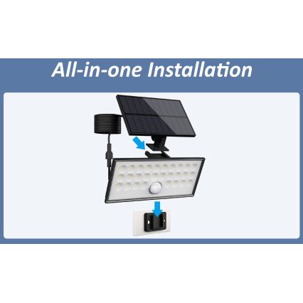 Top Light - LED Napelemes fali reflektor érzékelővel HELEON VARIO LED/8W/3,7V IP65 4000K 2200 mAh + távirányítás